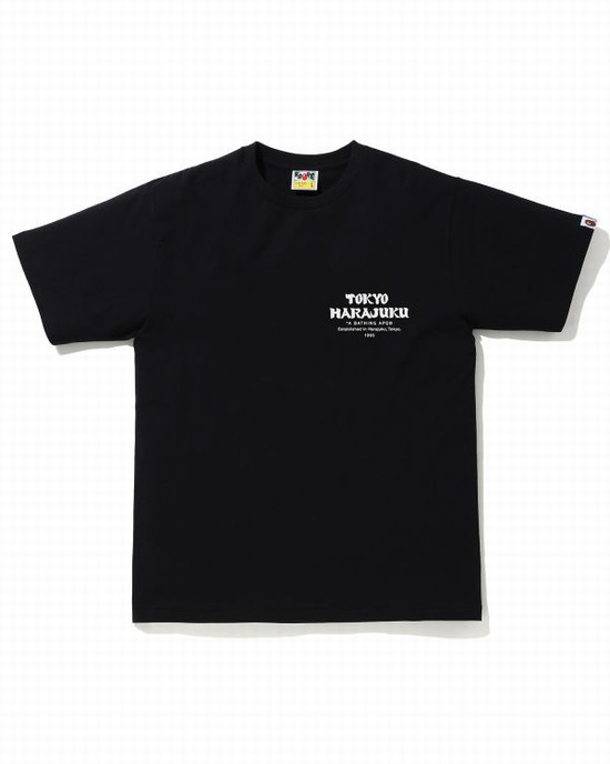 Black Bape ABC Camo Daruma Men's T Shirts | ZA-35421