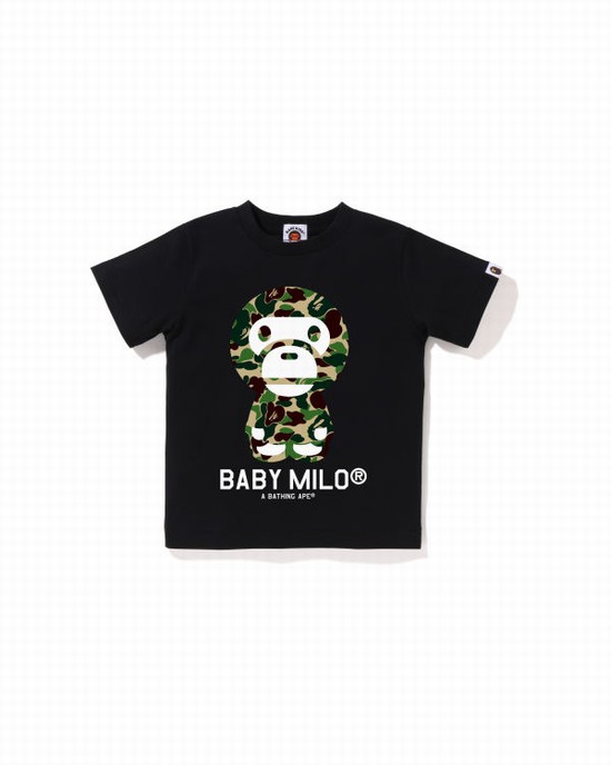 Black Bape ABC Camo Milo Kids' T Shirts | ZA-58761