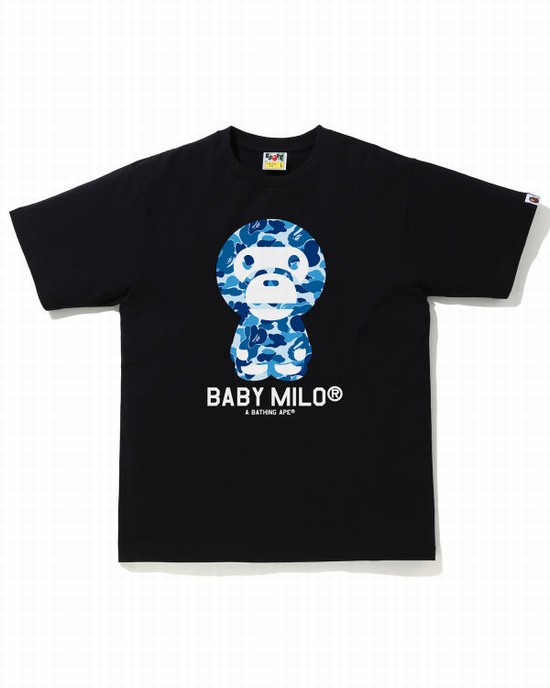 Black Bape ABC Camo Milo Men's T Shirts | ZA-07615