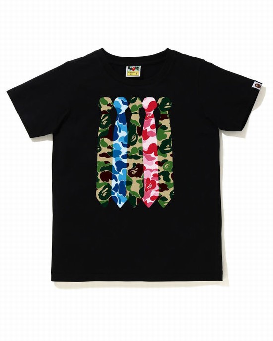 Black Bape ABC Camo Neck Women's T Shirts | ZA-65834