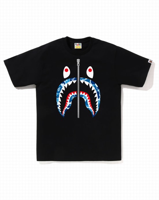 Black Bape ABC Camo Shark Men's T Shirts | ZA-43150