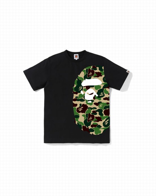 Black Bape ABC Camo Side Big Ape Head Jr Kids' T Shirts | ZA-70153