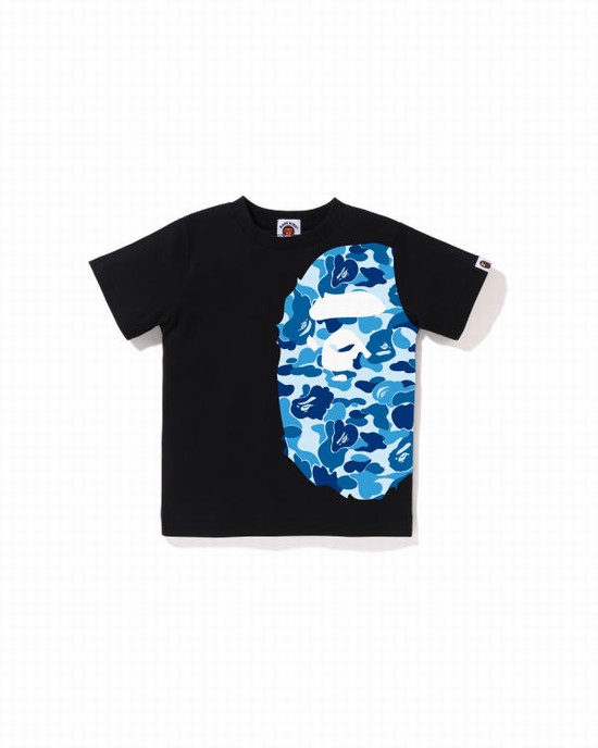 Black Bape ABC Camo Side Big Ape Head Kids' T Shirts | ZA-52670