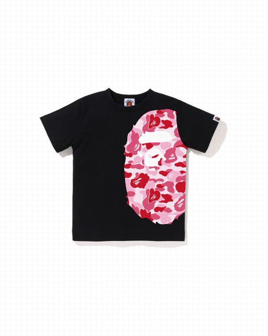 Black Bape ABC Camo Side Big Ape Head Kids' T Shirts | ZA-52830