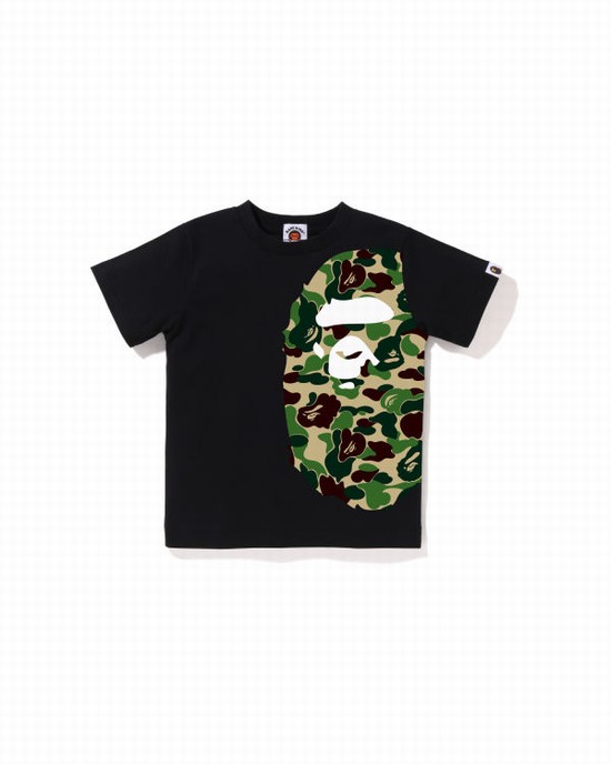 Black Bape ABC Camo Side Big Ape Head Kids' T Shirts | ZA-80653