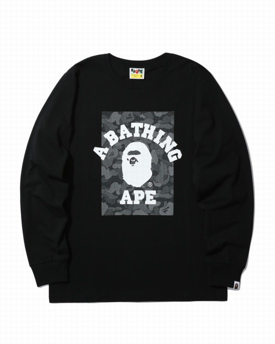 Black Bape ABC Dot Reflective College Men's T Shirts | ZA-60752