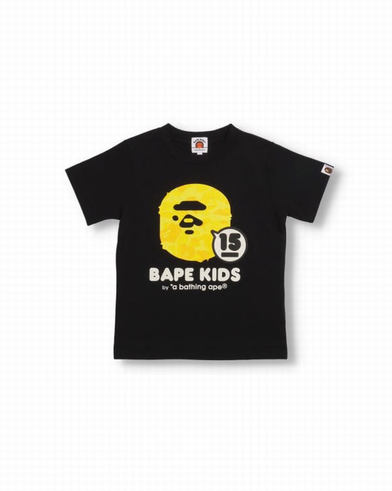 Black Bape BK15th Anniversary ABC Camo Ape Head Kids' T Shirts | ZA-80743