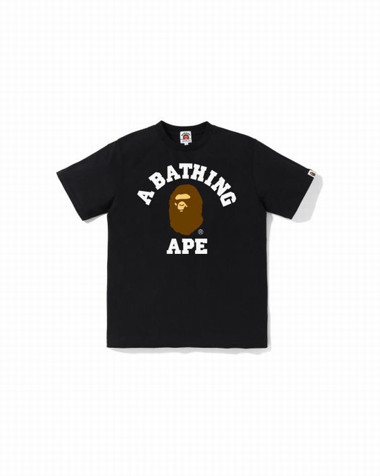 Black Bape College Jr Kids' T Shirts | ZA-06134