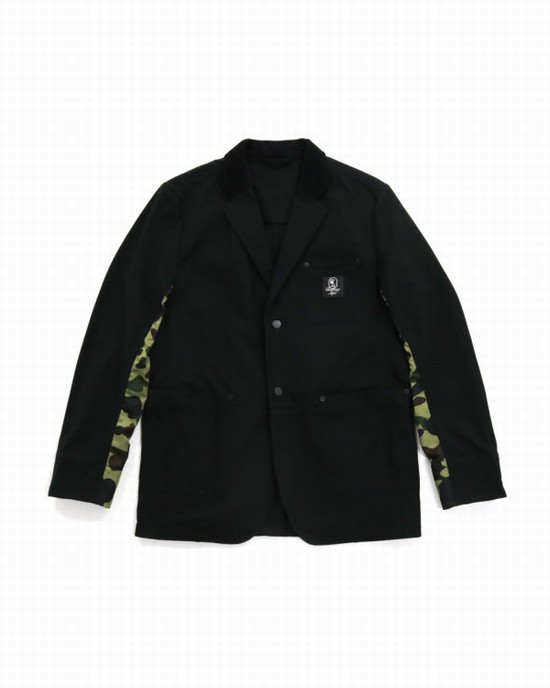 Black Bape Cotton Duck Tailored Men's Jackets | ZA-52384