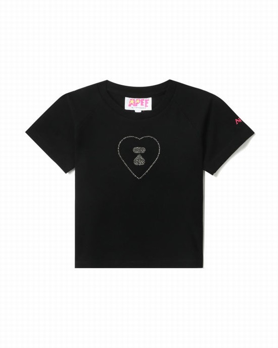 Black Bape Graphic crop #2 Women's T Shirts | ZA-80935