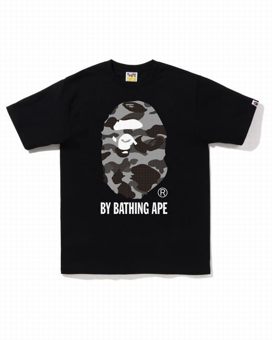 Black Bape Grid Camo By Bathing Ape Men's T Shirts | ZA-60785