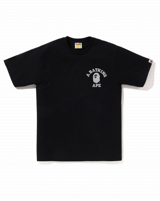 Black Bape Honeycomb Camo College ATS Men's T Shirts | ZA-12463