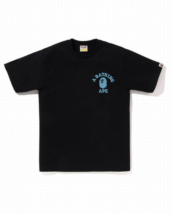 Black Bape Honeycomb Camo College ATS Men's T Shirts | ZA-91864