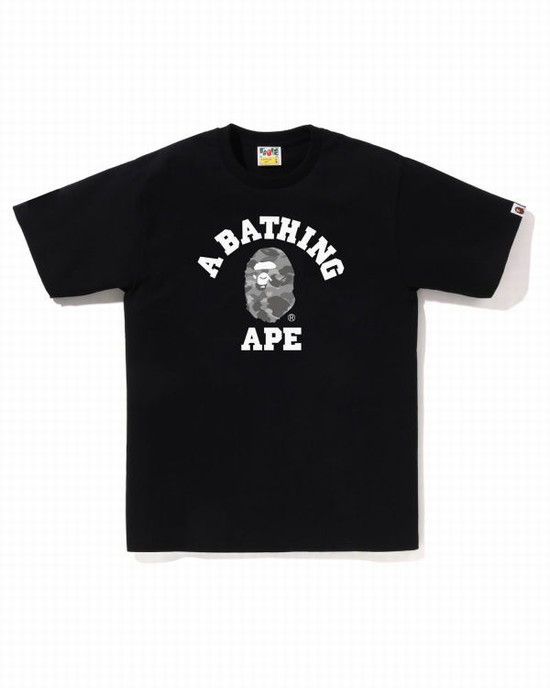 Black Bape Honeycomb Camo College Men's T Shirts | ZA-75890