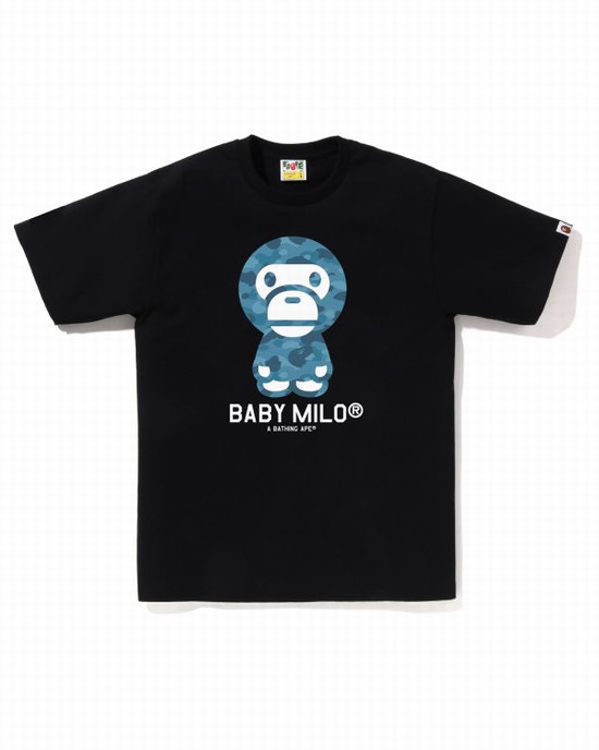 Black Bape Honeycomb Camo Milo Men's T Shirts | ZA-63294
