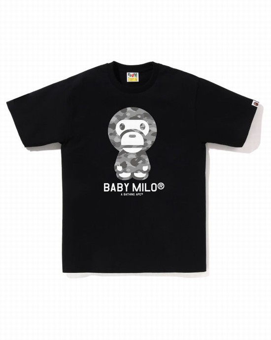 Black Bape Honeycomb Camo Milo Men's T Shirts | ZA-70361