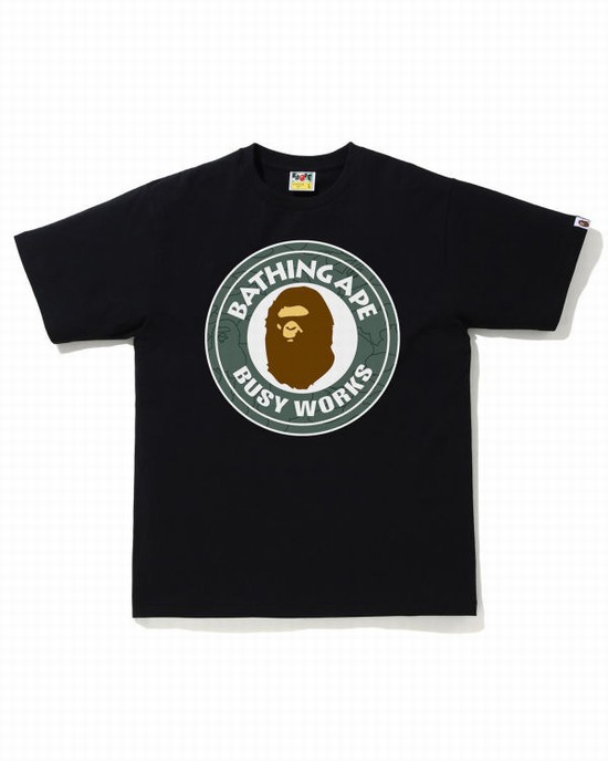 Black Bape Line 1st Camo Busy Works Men's T Shirts | ZA-13975