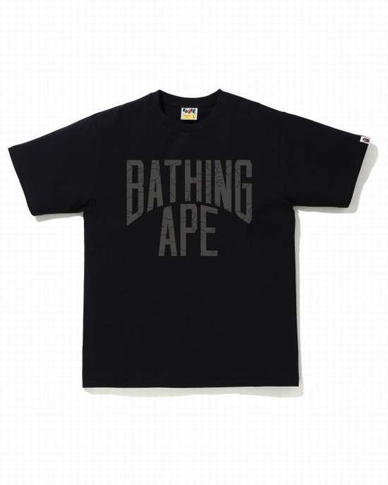 Black Bape Line 1st Camo NYC Logo Men's T Shirts | ZA-56028