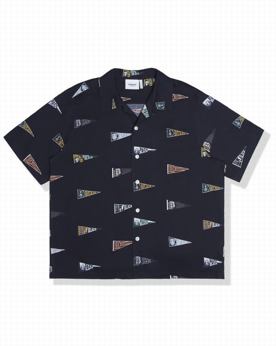 Black Bape Logo print short sleeve Men's Shirts | ZA-39058