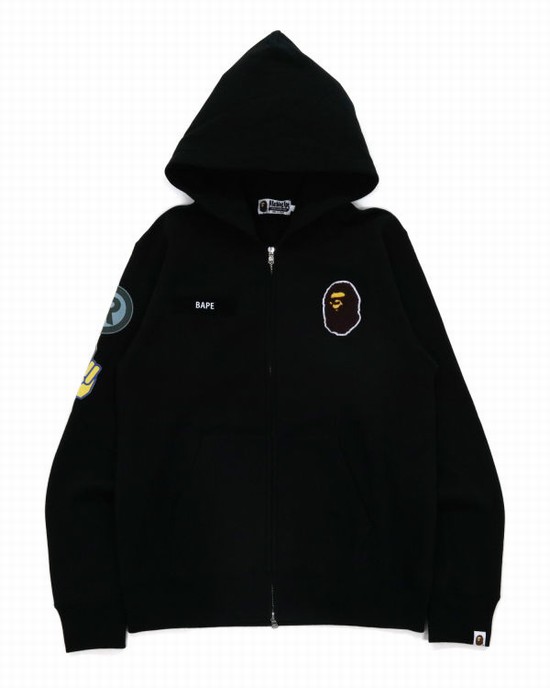 Black Bape Military Patch Heavy Weight Men's Hoodie | ZA-18327