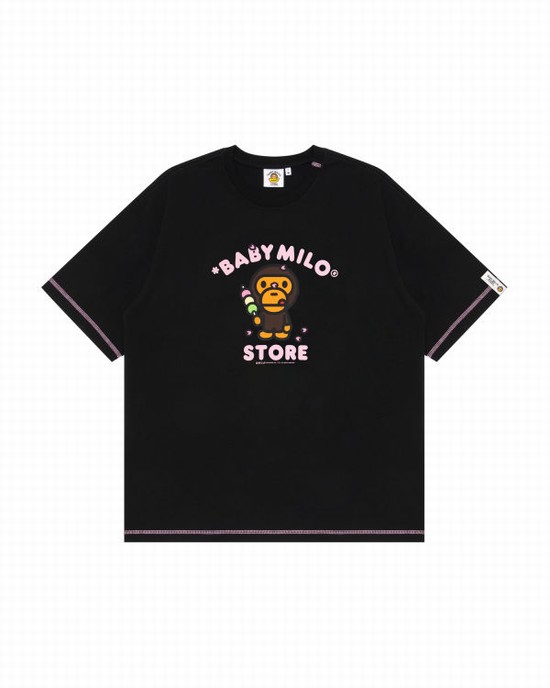 Black Bape Milo boxy fit Women's T Shirts | ZA-89210