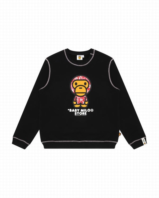 Black Bape Milo crew neck Women's Sweatshirts | ZA-70423