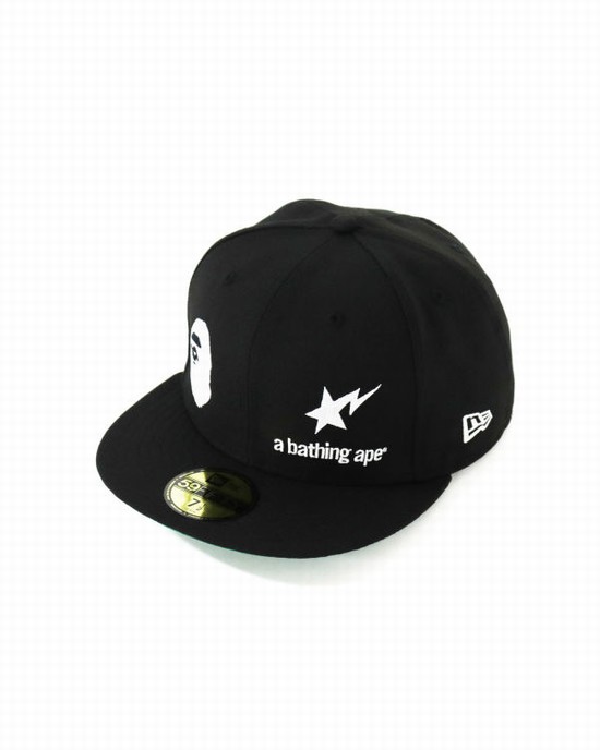 Black Bape New Era 59 Fifty Camo Ape Head Men's Caps | ZA-38907