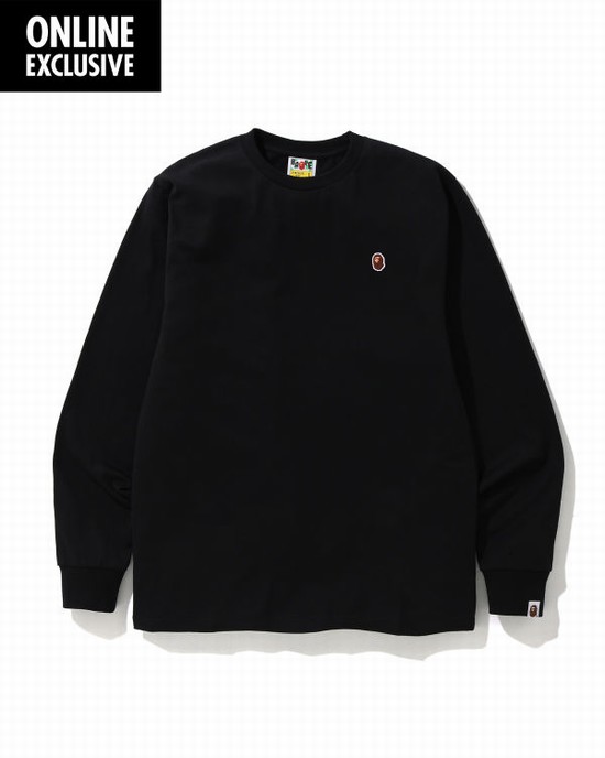 Black Bape One Point logo Men's T Shirts | ZA-08352