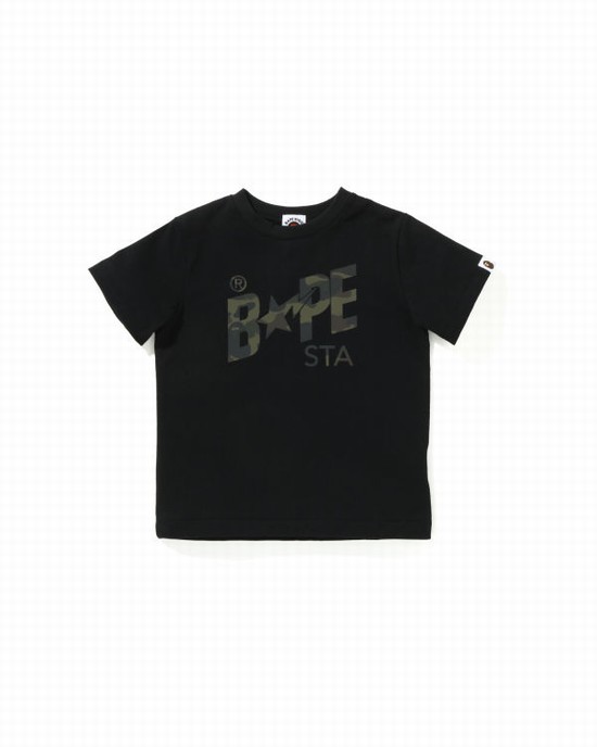Black Bape Reflector 1st Camo Sta Logo Kids' T Shirts | ZA-13976