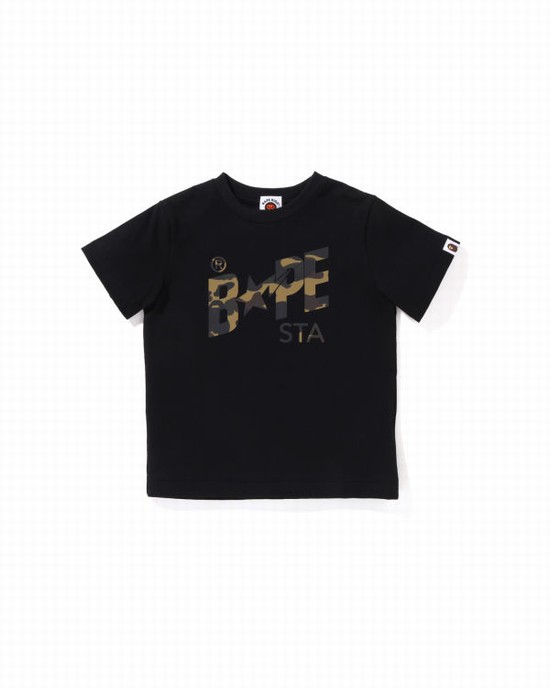 Black Bape Reflector 1st Camo Sta Logo Kids' T Shirts | ZA-50184