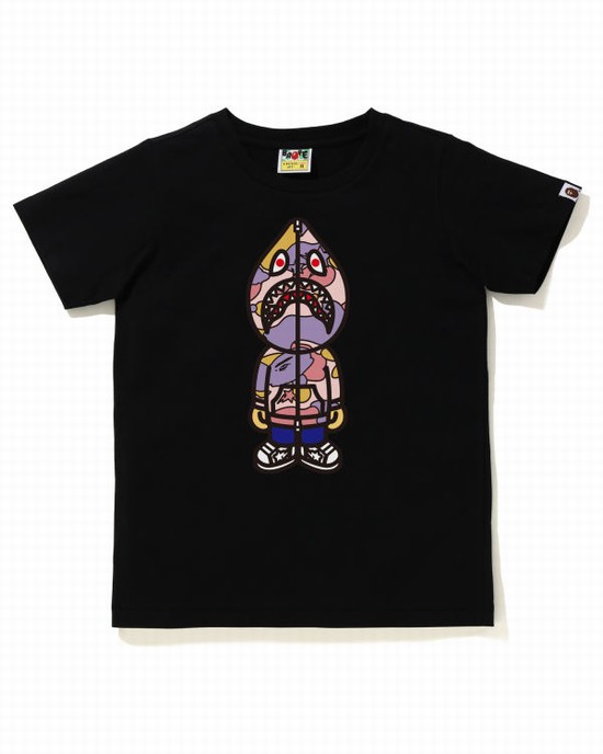 Black Bape STA Camo Classic Milo Shark Women's T Shirts | ZA-51426