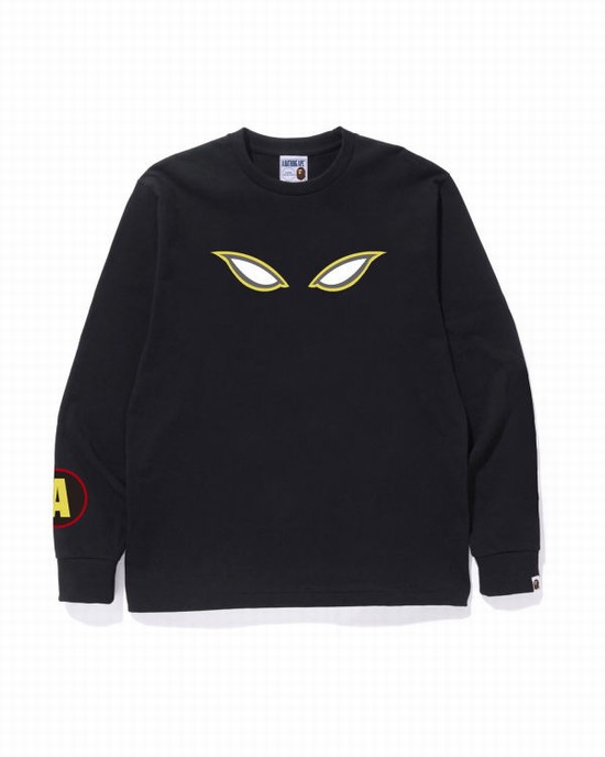 Black Bape Shadow L/S Men's T Shirts | ZA-24857