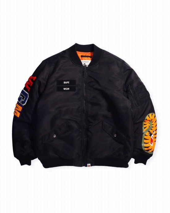 Black Bape Shark Loose Fit Ma-1 M Bomber Men's Jackets | ZA-47632