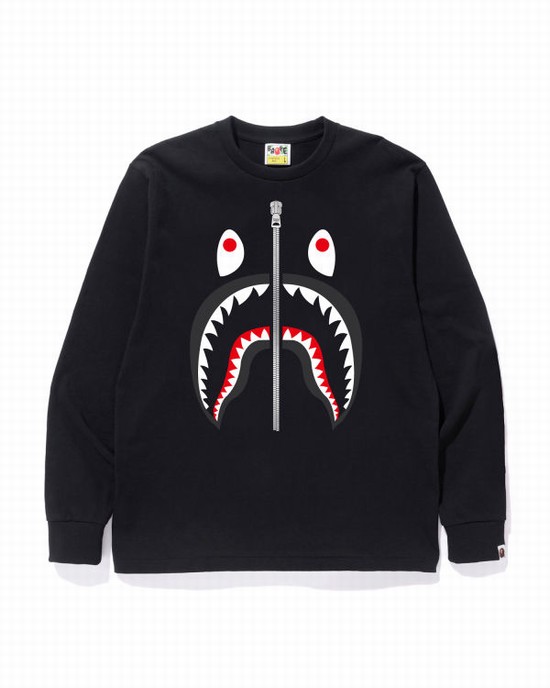 Black Bape Shark Men's T Shirts | ZA-52831
