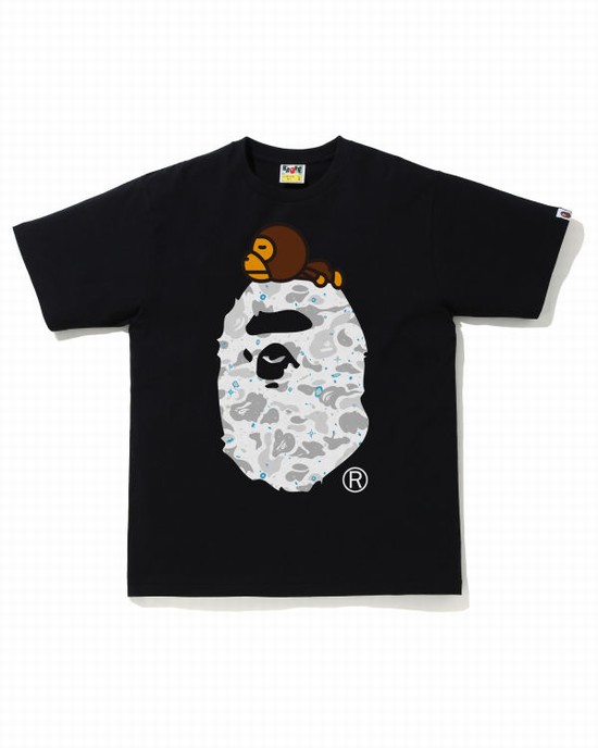 Black Bape Space Camo Milo On Big Ape Men's T Shirts | ZA-69531
