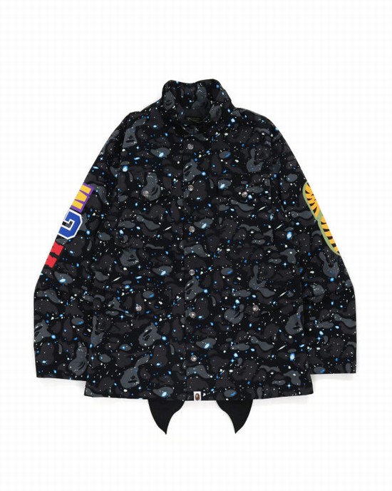 Black Bape Space Camo Shark M-65 Men's Jackets | ZA-71530