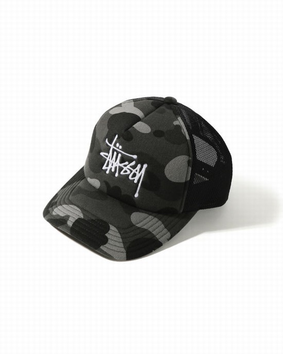 Black Bape X Stussy Trucker Men's Caps | ZA-87162