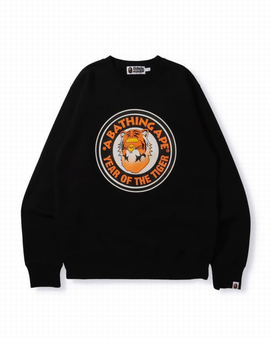 Black Bape Year Of The Tiger Crewneck Men's Sweatshirts | ZA-45327