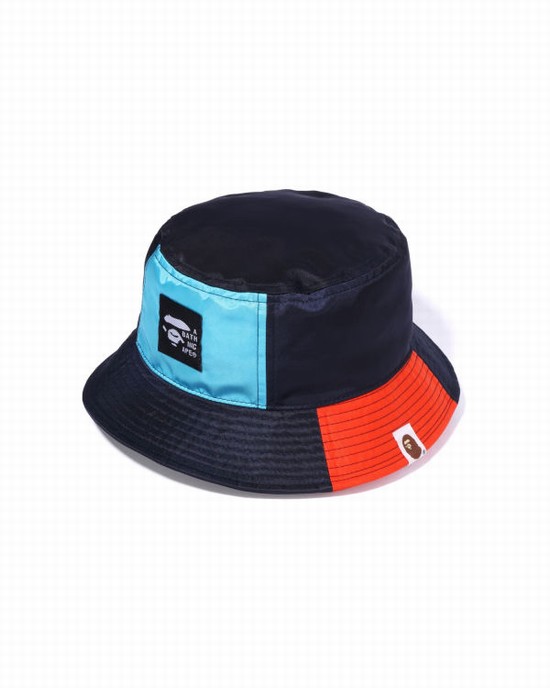 Black / Blue / Red Bape Color Block Bucket Women's Hats | ZA-53970