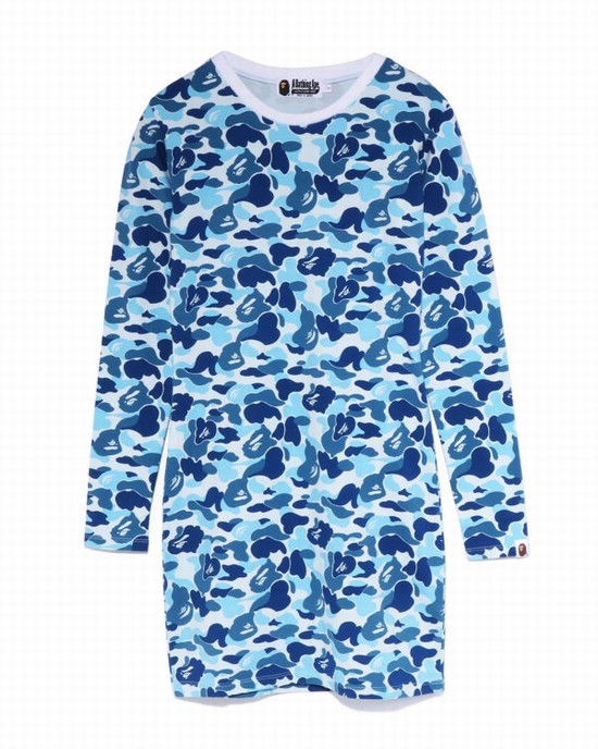 Blue Bape ABC Camo L/S Bodycon Women's Dress | ZA-94017