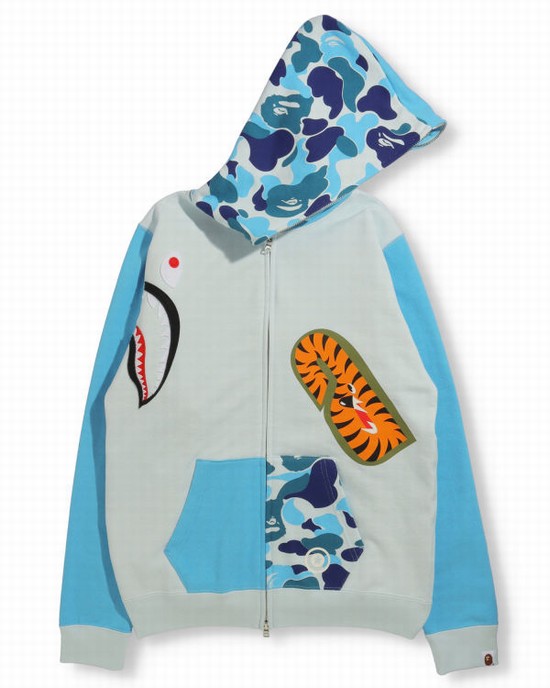 Blue Bape Big ABC Camo Multi Shark Full Zip Women's Hoodie | ZA-36508
