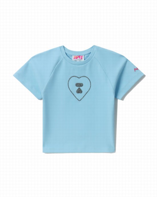 Blue Bape Graphic crop #2 Women's T Shirts | ZA-01729