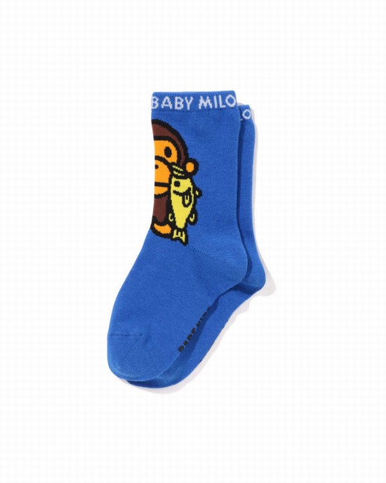 Blue Bape Milo Black Bass Kids' Socks | ZA-93502