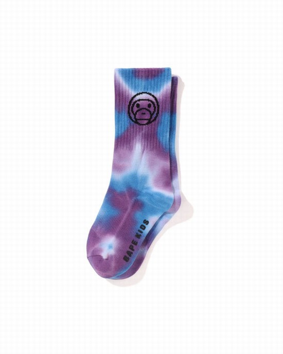 Blue Bape Milo Dyed Rib Kids' Socks | ZA-23846