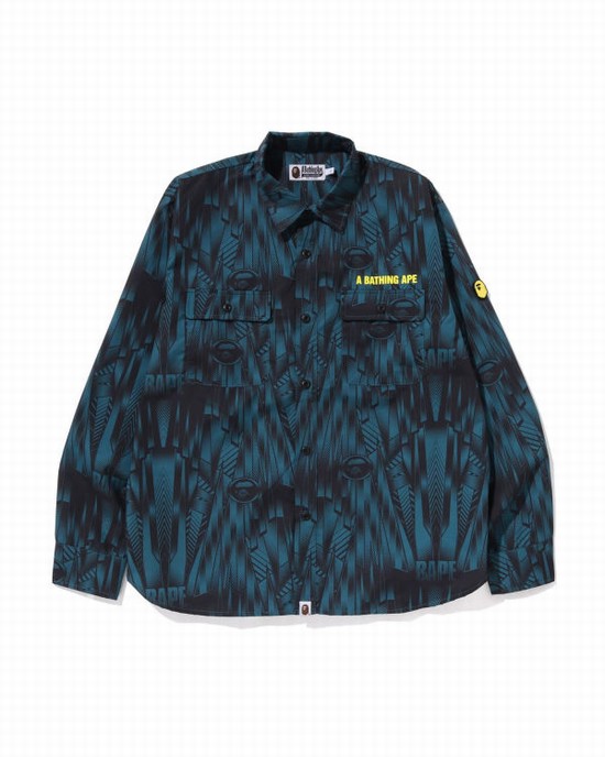 Blue Bape Speed Racer Relaxed Fit Men's Shirts | ZA-24953