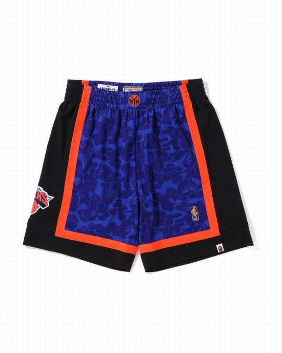 Blue Bape X M&N New York Knicks Jersey Men's Shorts | ZA-83105