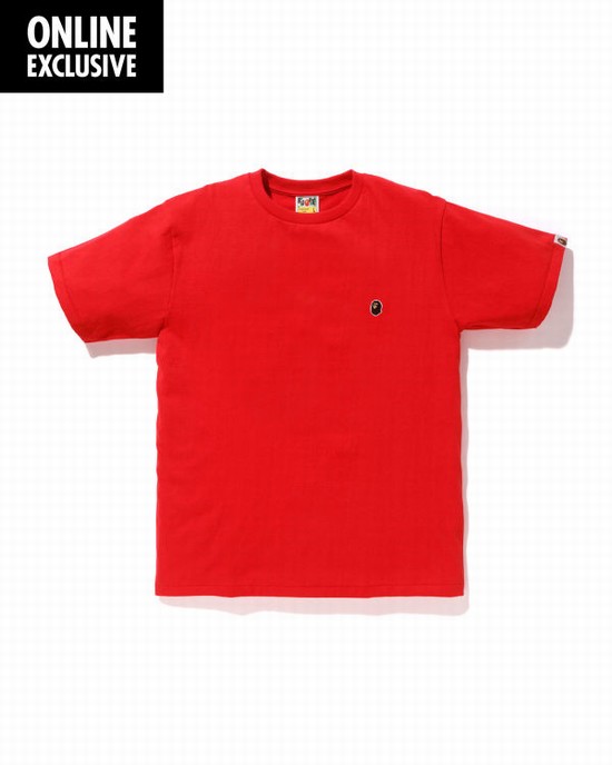 Coral / Red Bape One Point Men's T Shirts | ZA-48239