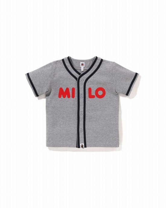 Dark Grey Bape Milo Baseball Kids' Shirts | ZA-05476