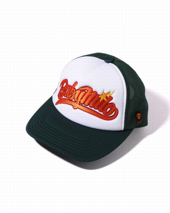 Deep Green Bape Milo Embroidery Mesh Women's Caps | ZA-06321