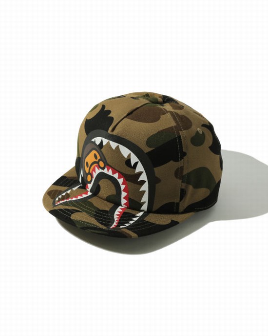 Green Bape 1st Camo Milo Shark Kids' Caps | ZA-74923